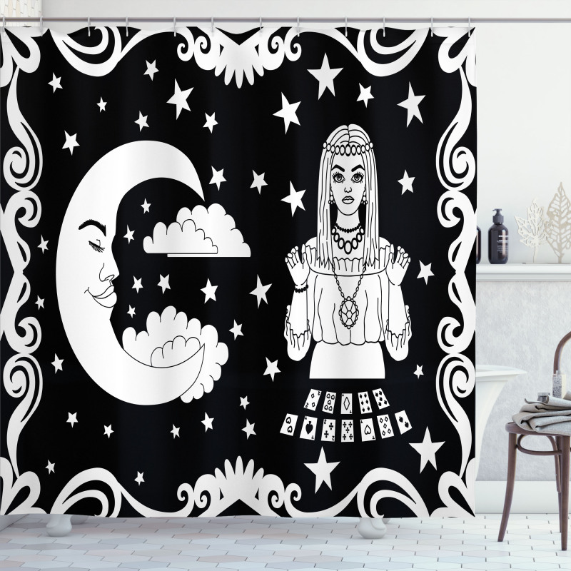 Vintage Cartoon Monochrome Shower Curtain