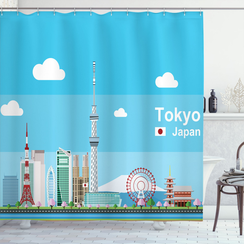 Cartoon Japan Sightseeing Shower Curtain