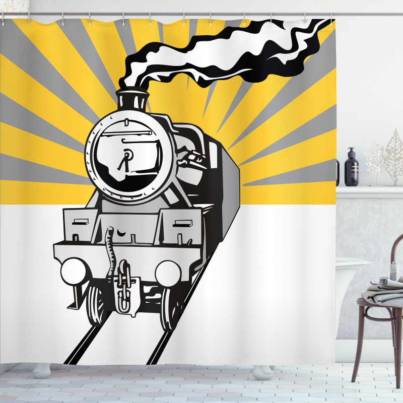 Locomotive Sunburst Effect Shower Curtain