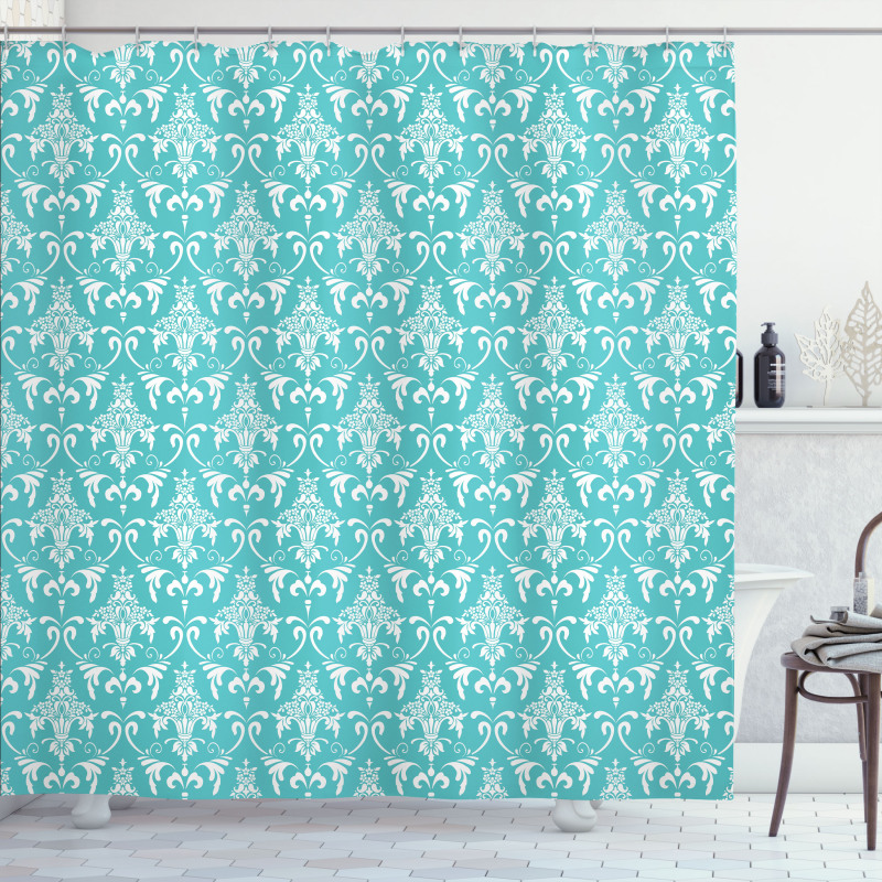 Classic Floral Motif Shower Curtain