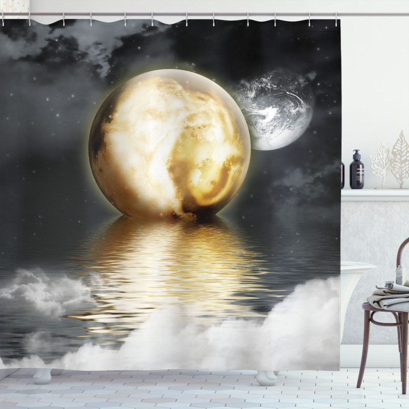 Clouds and Greyscale World Shower Curtain