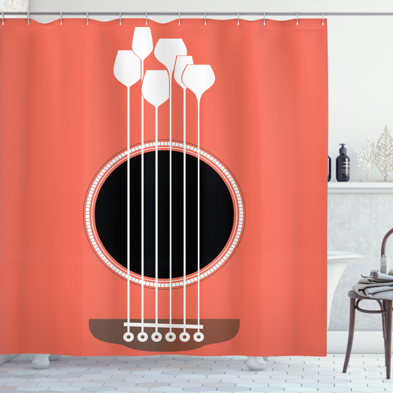 Acoustic Guitar Wine Glasses Shower Curtain