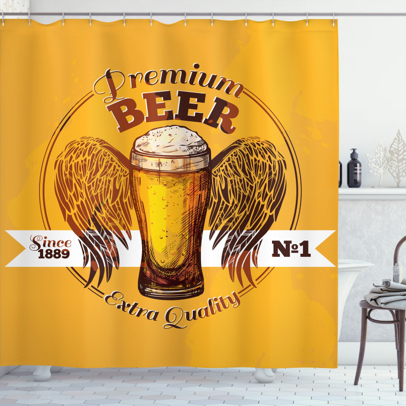 Premium Beer Grunge Graphic Shower Curtain