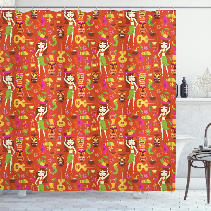 Hawaiian Luau Party Aloha Girls Shower Curtain