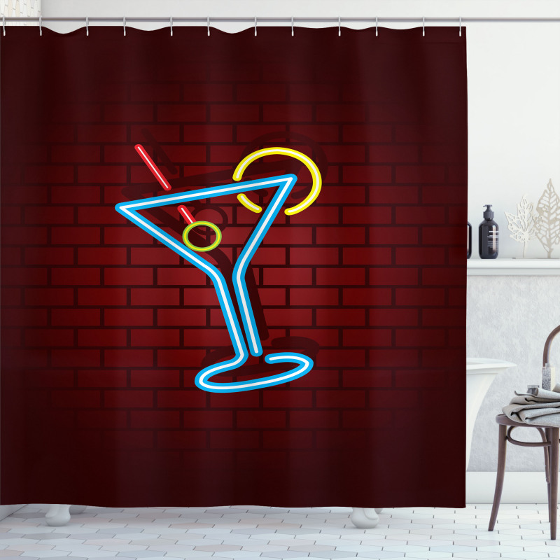 Cocktail Glass over Brick Wall Shower Curtain