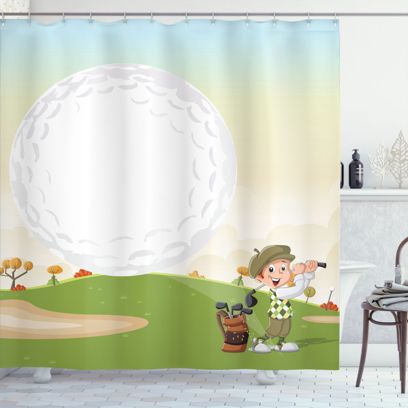 Little Boy Hitting the Ball Shower Curtain