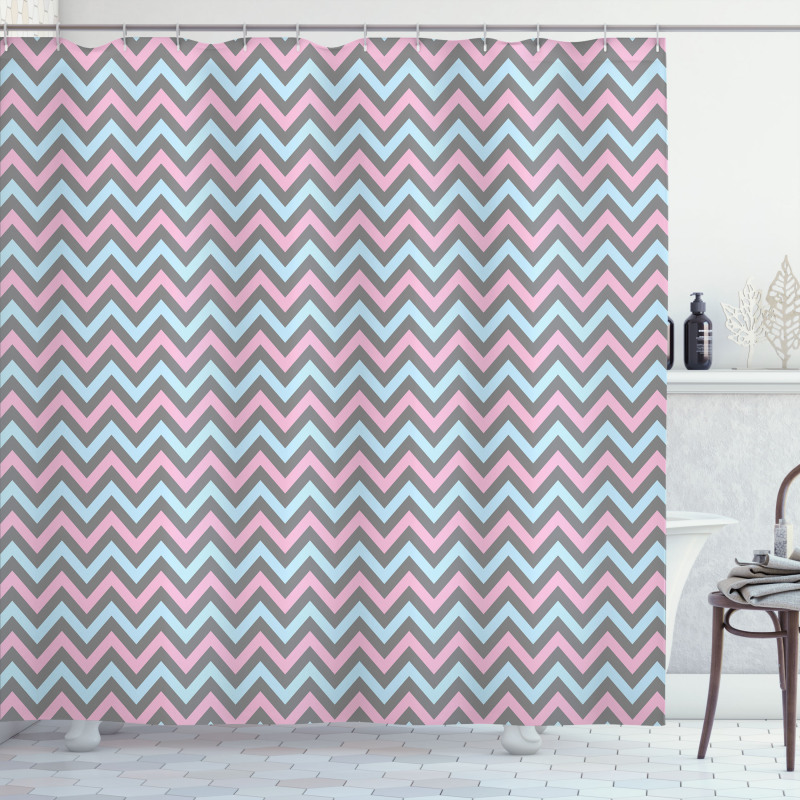 Pastel Sharp Zigzags Shower Curtain