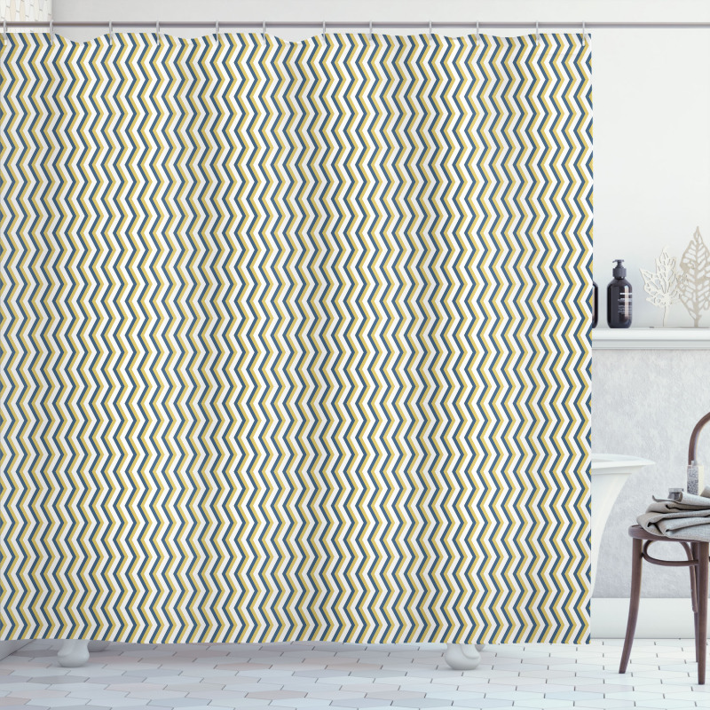 Vertically Arranged Waves Shower Curtain