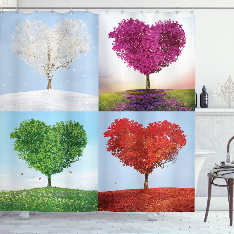 Heart Trees Pattern Shower Curtain