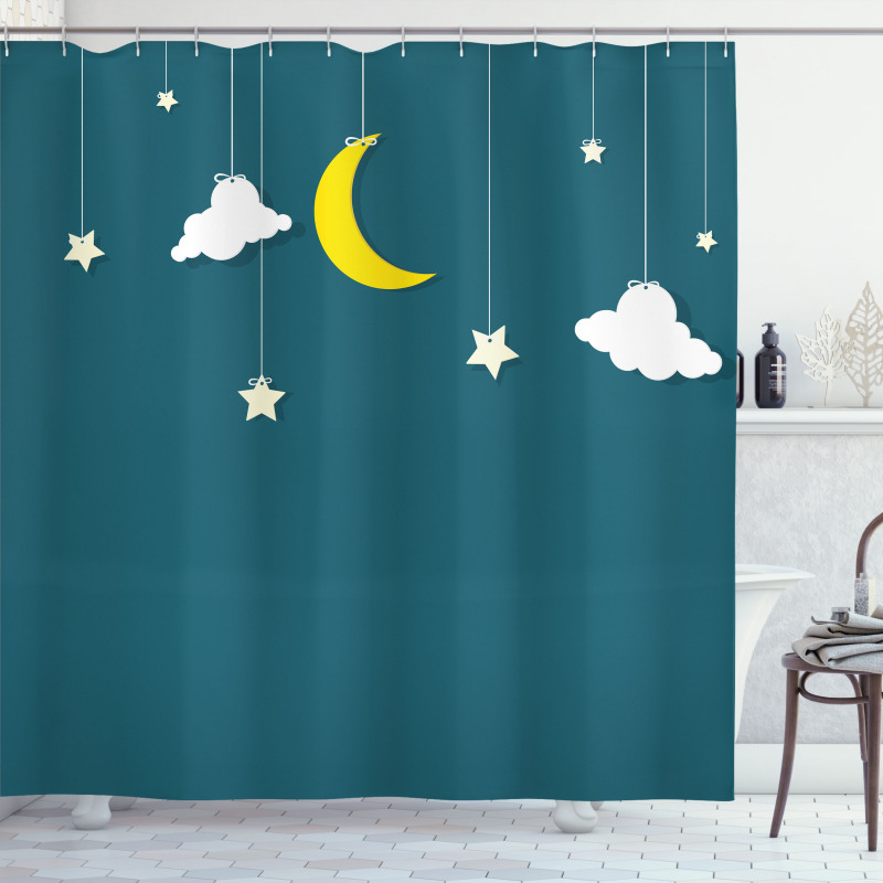 Moon Stars Hanging on Threads Shower Curtain