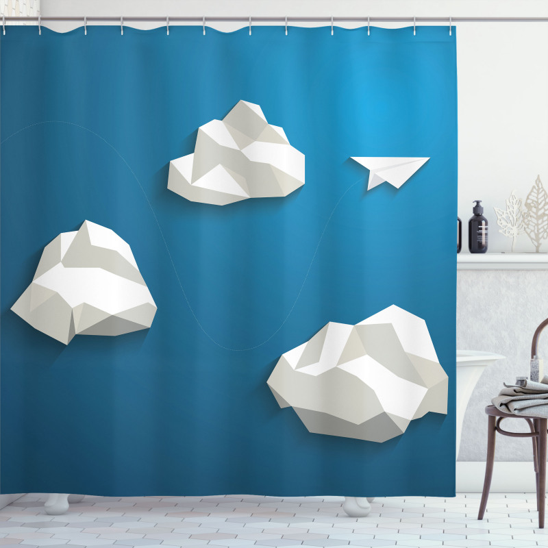 Plane Flying Between Polygons Shower Curtain