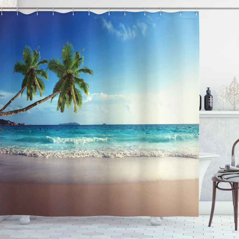 Scenic Island View Trees Shower Curtain