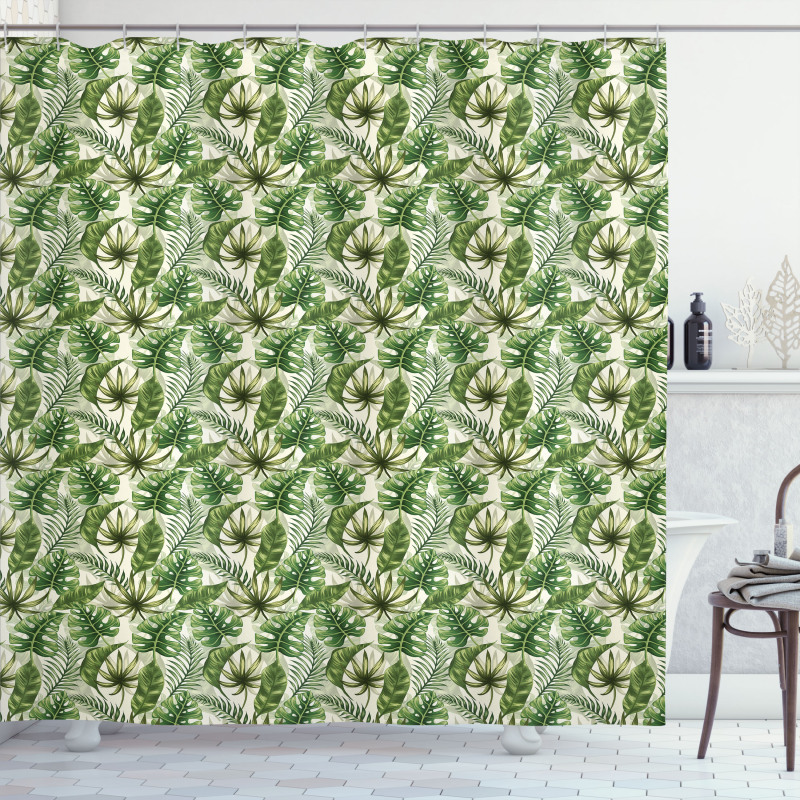 Hawaiian Elements in Green Shower Curtain