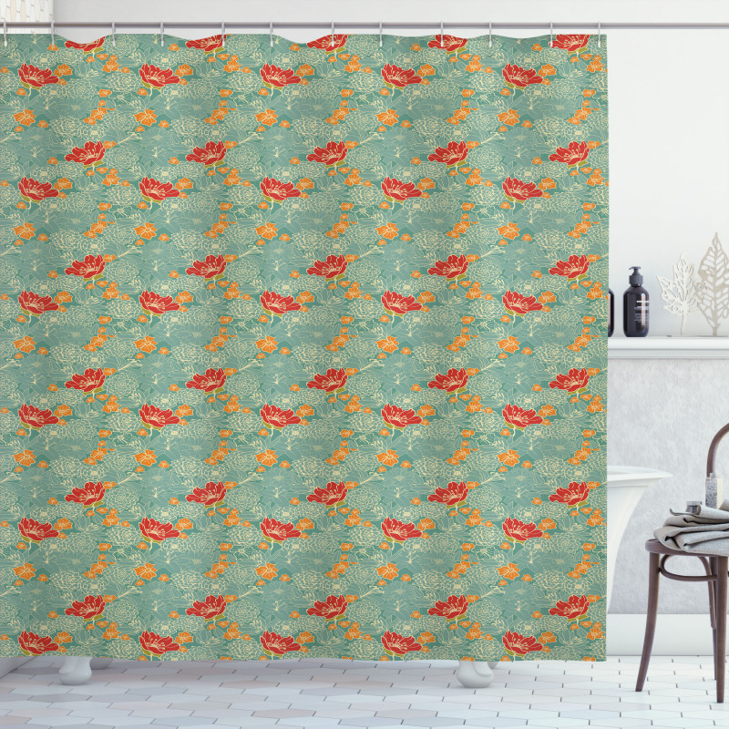 Silhouettes of Petals Shower Curtain