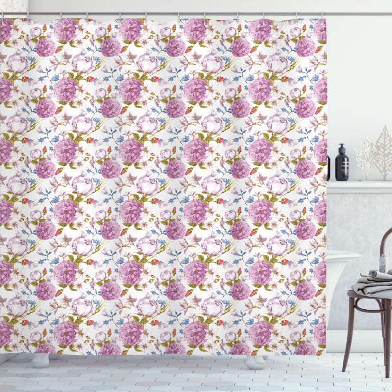 Retro Nature in Pastel Tones Shower Curtain