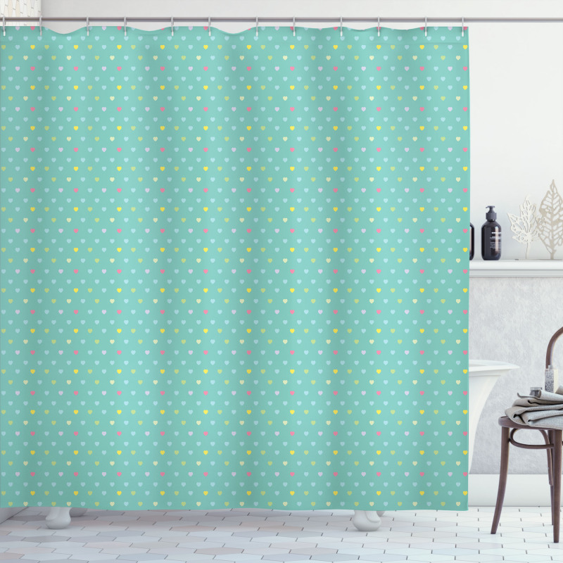 Pastel Mini Hearts Shower Curtain