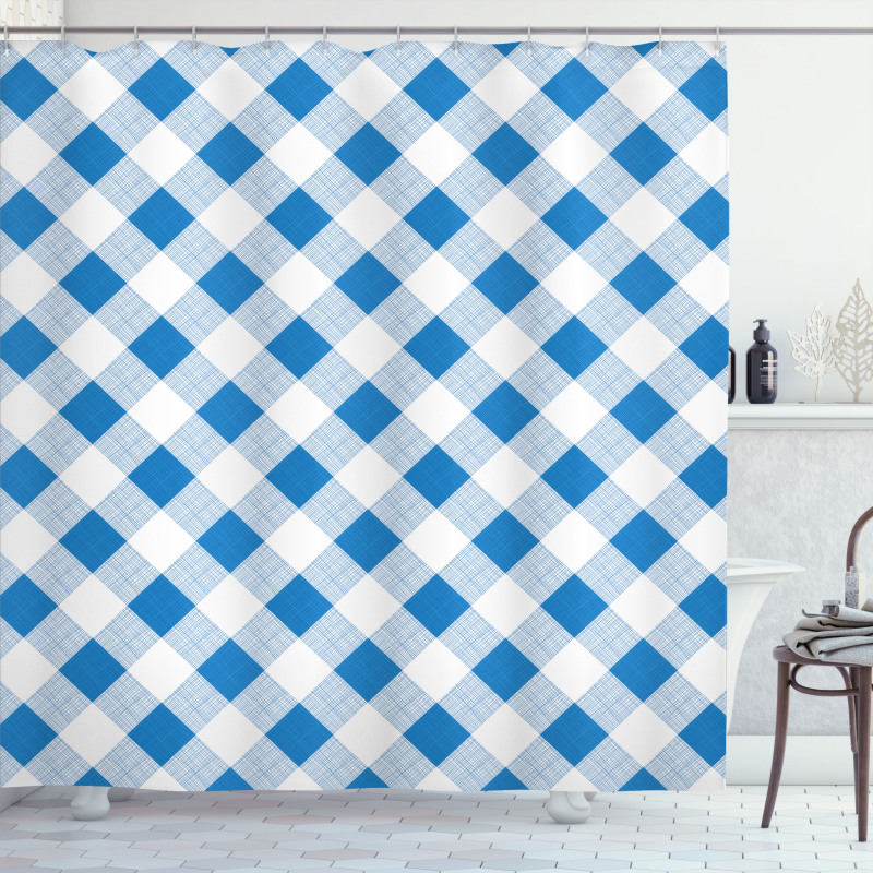 Checkered Plaid Grid Shower Curtain