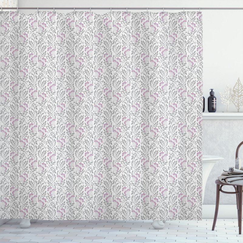 Art Deco Sprigs and Berries Shower Curtain