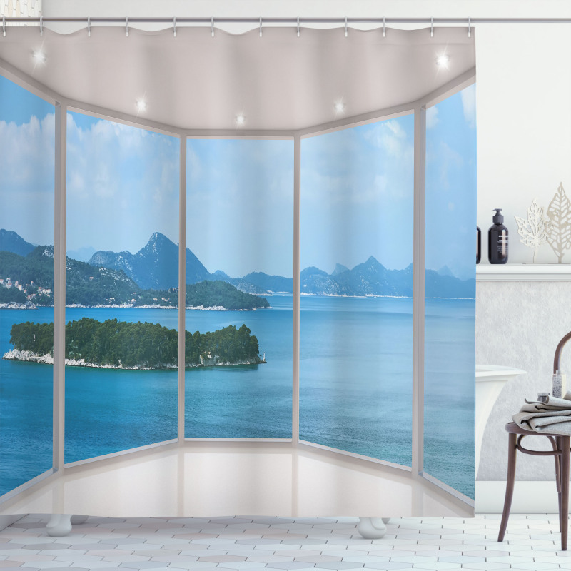Seascape View from Window Shower Curtain