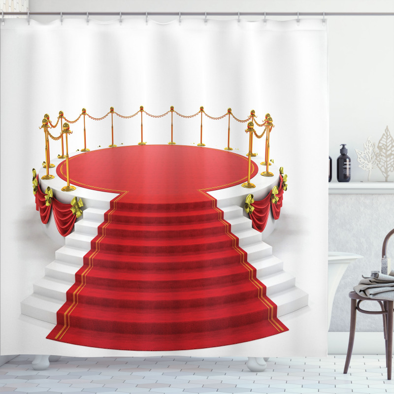 Round Stage with Stairs Shower Curtain