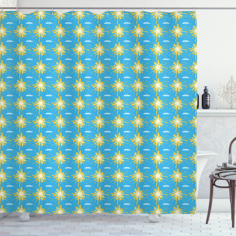 Sunny Day and Clouds Pattern Shower Curtain