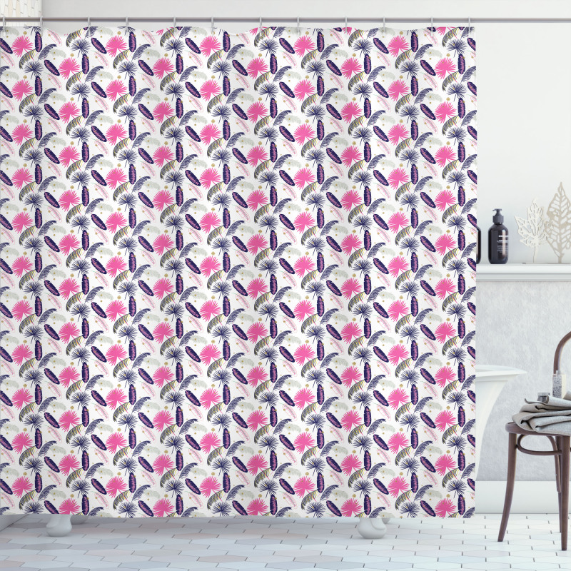 Coconut Fern Plumeria Leaf Shower Curtain