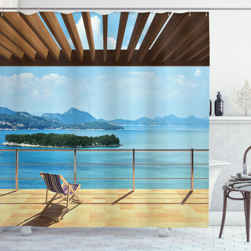 Balcony Panoramic Seascape Shower Curtain