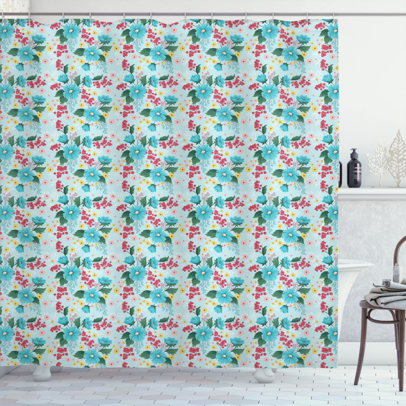 Spring Foliage Berries Shower Curtain