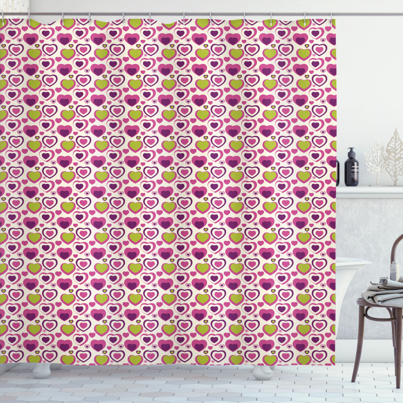 Pastel Colors Love Shapes Shower Curtain