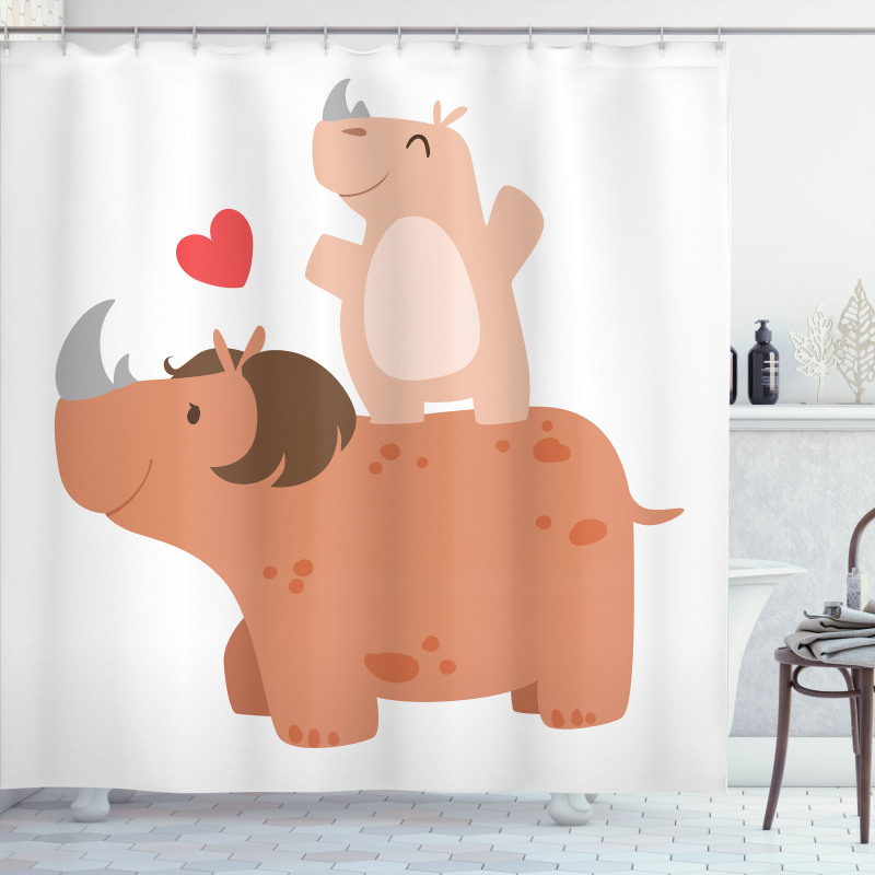 Mother and Calf with Heart Shower Curtain