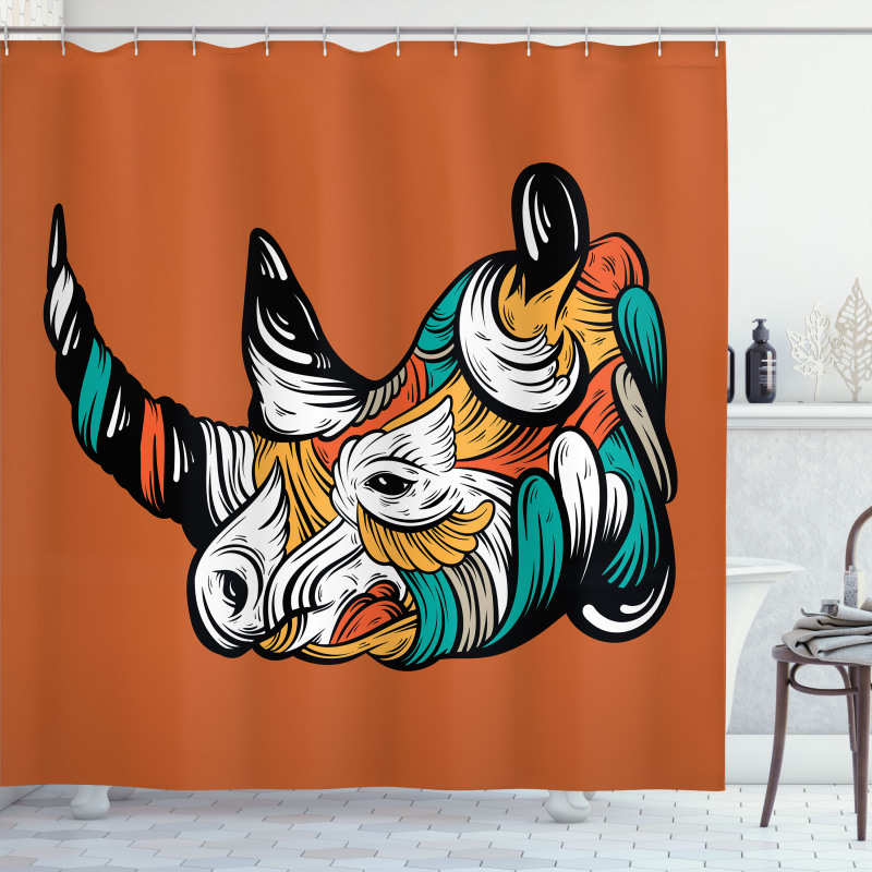 Colorful Animal Portrait Boho Shower Curtain