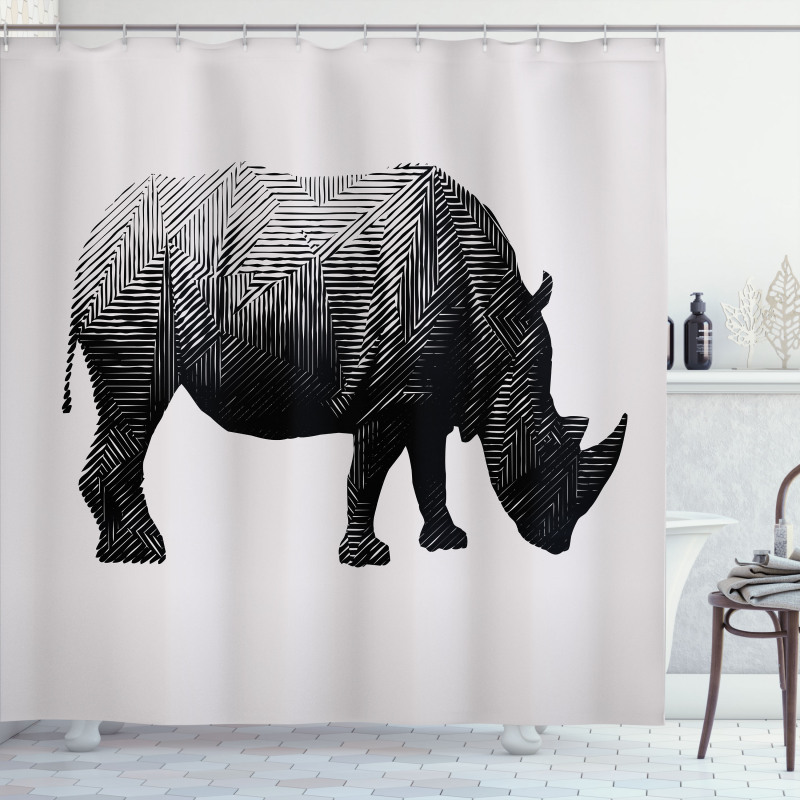 Polygonal Animal Line Art Shower Curtain