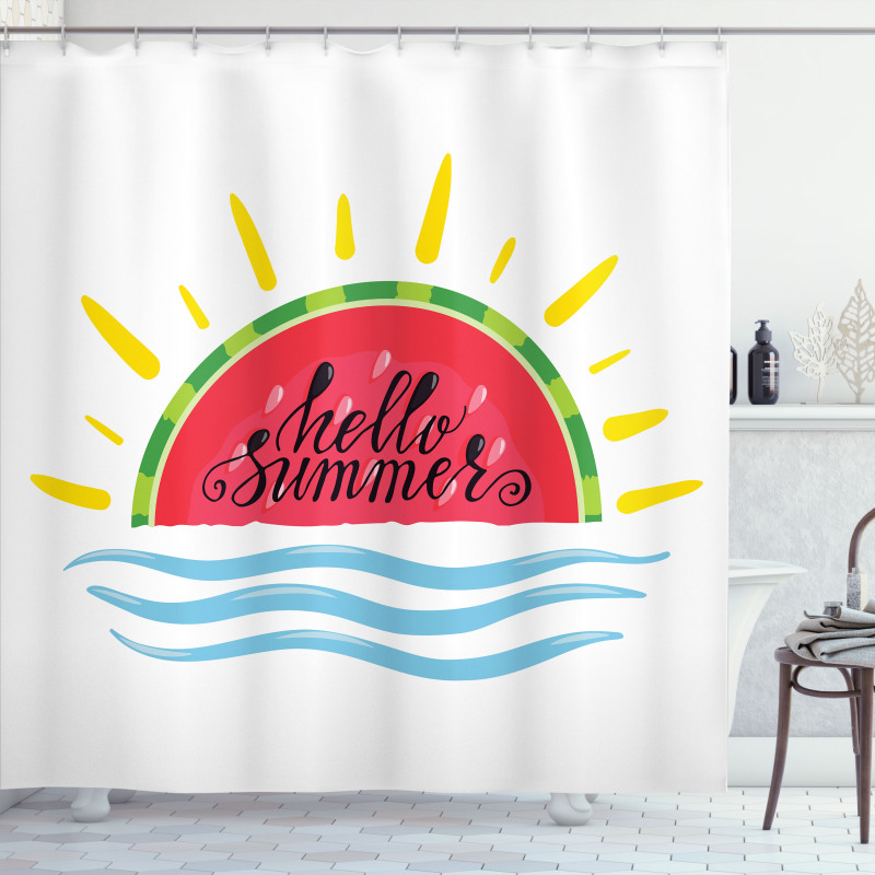 Watermelon Slice Motif Shower Curtain