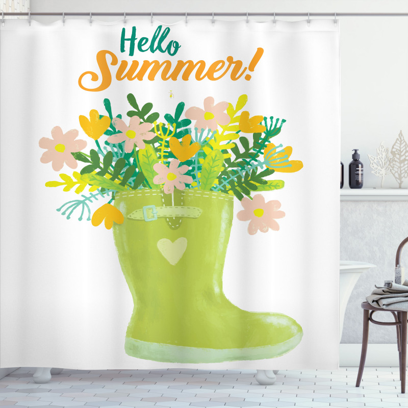 Green Tone Garden Boot Shower Curtain