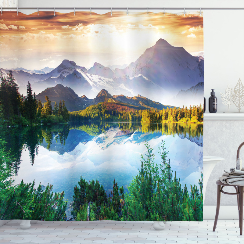 Winter Mountains Morning Shower Curtain