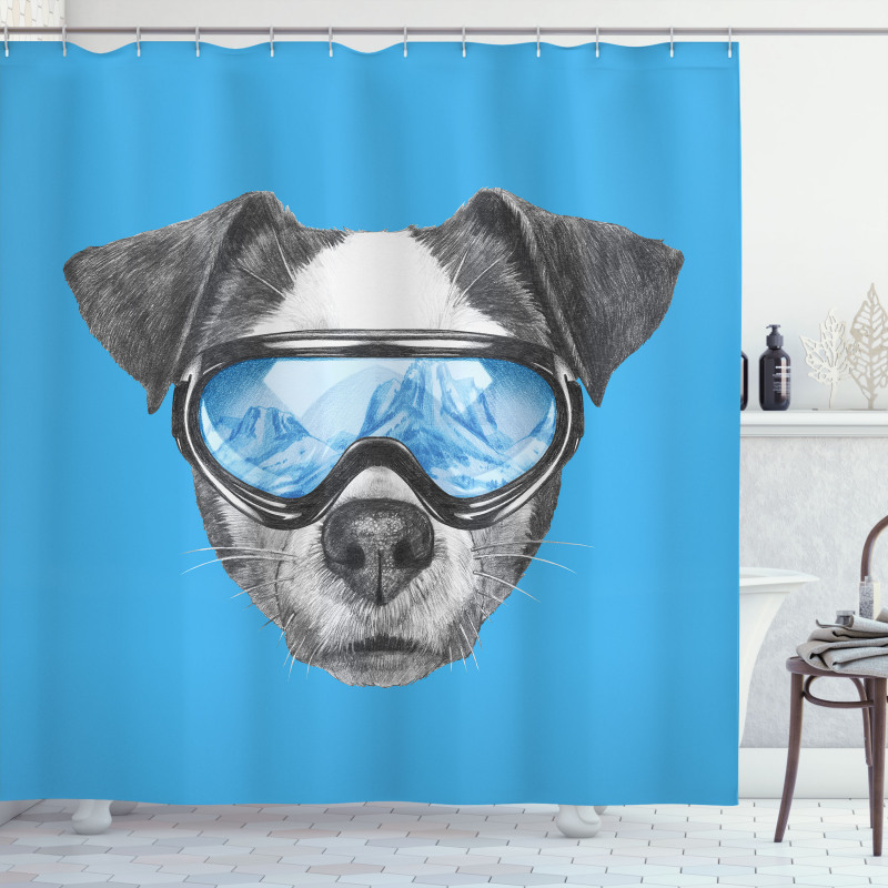 Skiing Cool Doggie Shower Curtain