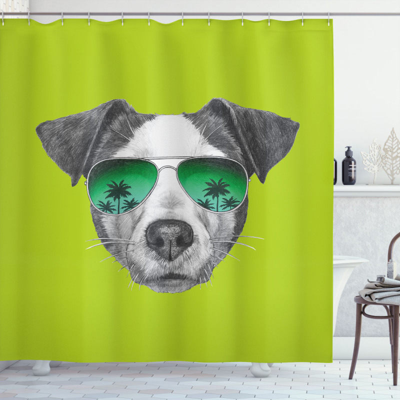 Dog with Glasses Tree Shower Curtain