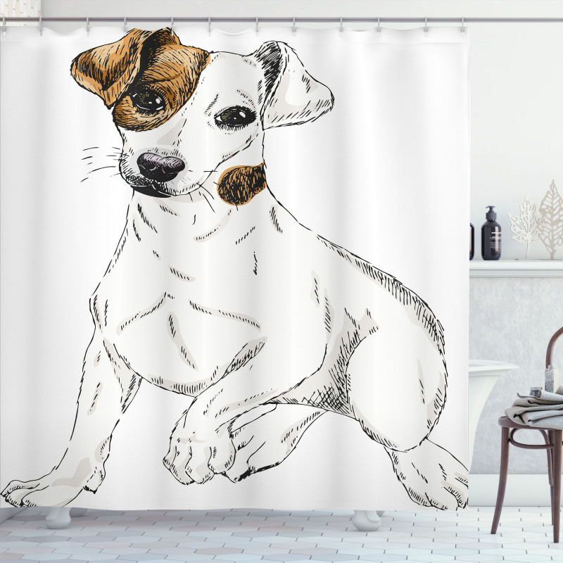 Graphic Puppy Portrait Shower Curtain