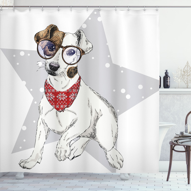 Sketch Style Terrier Shower Curtain