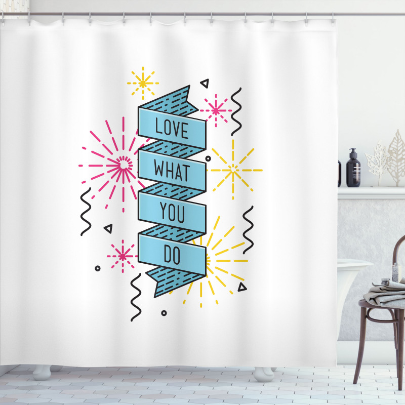 Dashed Starburst Stripes Shower Curtain