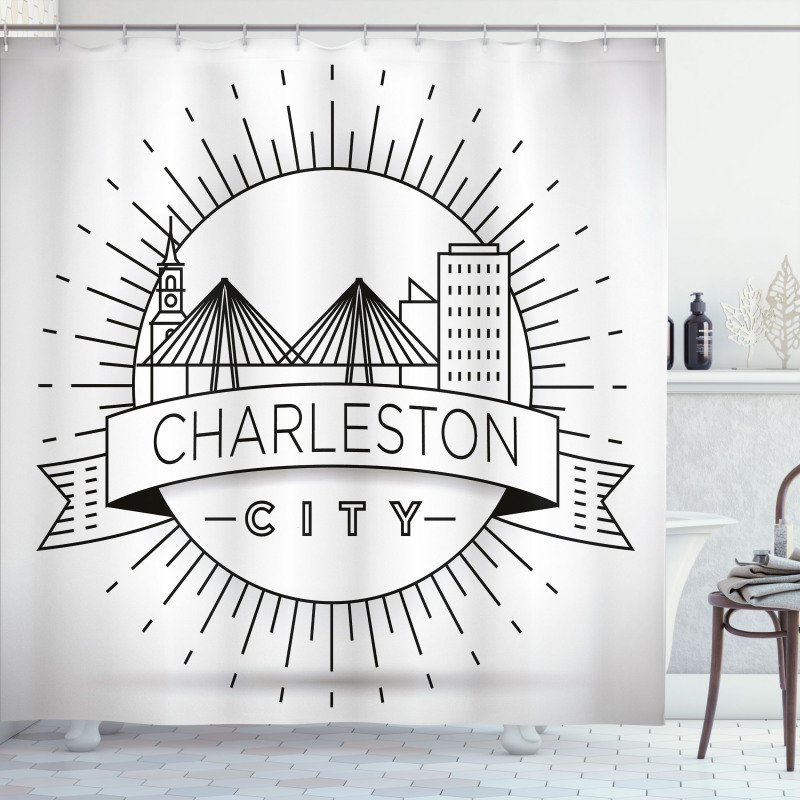 Minimal City Skyline Shower Curtain