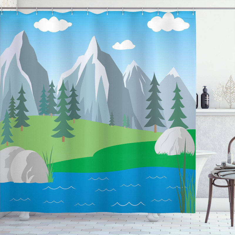 Cartoon Spring Scene Shower Curtain