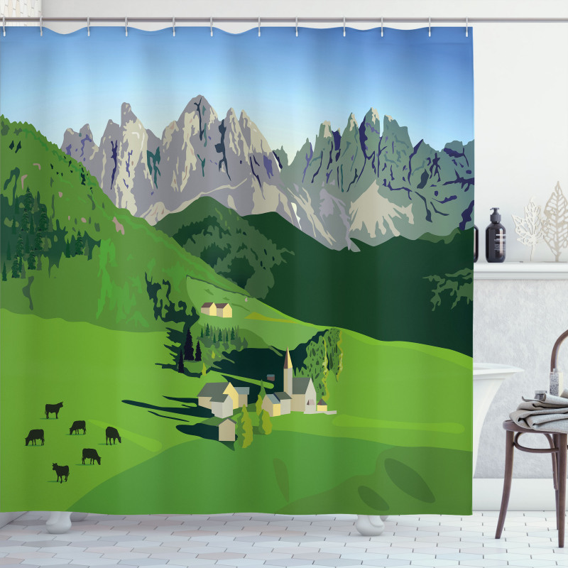 Alpine Mountains Meadow Shower Curtain