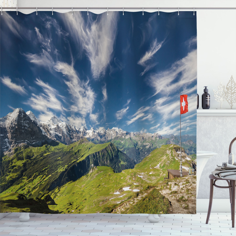 View of the Swiss Alps Shower Curtain