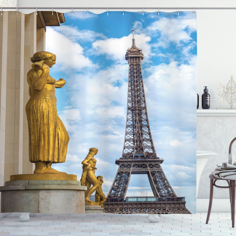 Antique Sculptures Eiffel Shower Curtain