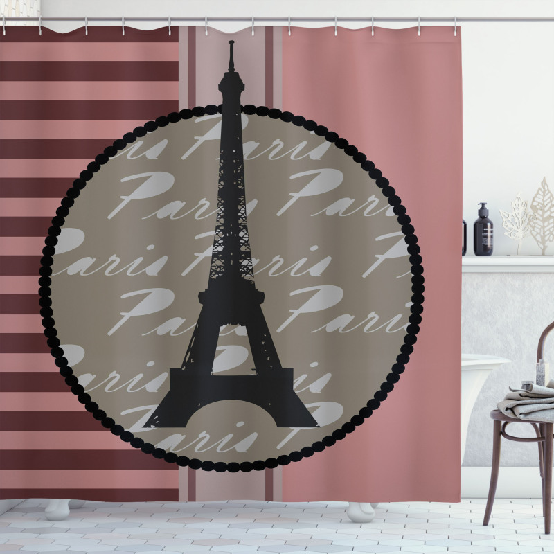 Vintage Eiffel Silhouette Shower Curtain