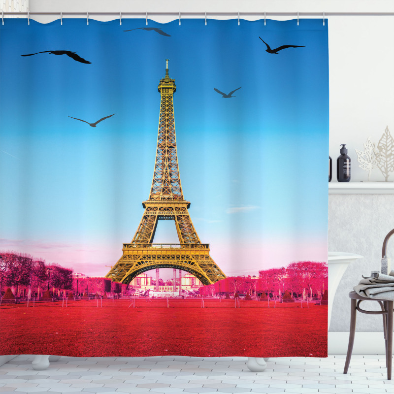 Abstract Grass Eiffel Tower Shower Curtain