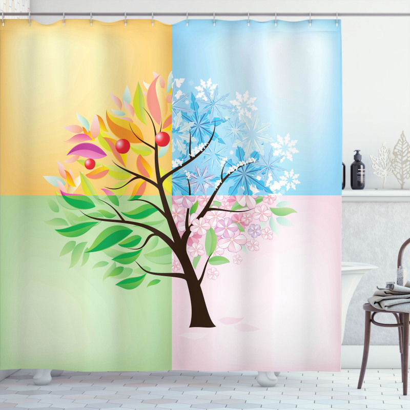 4 Seasons Tree Environment Shower Curtain