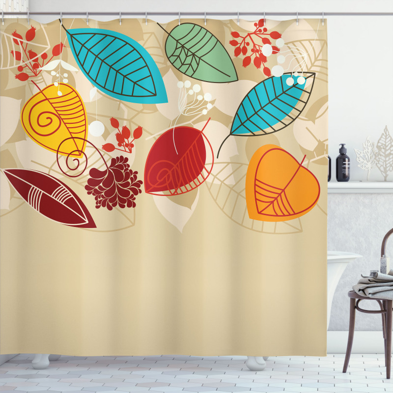 Autumn Inspired Botanical Art Shower Curtain