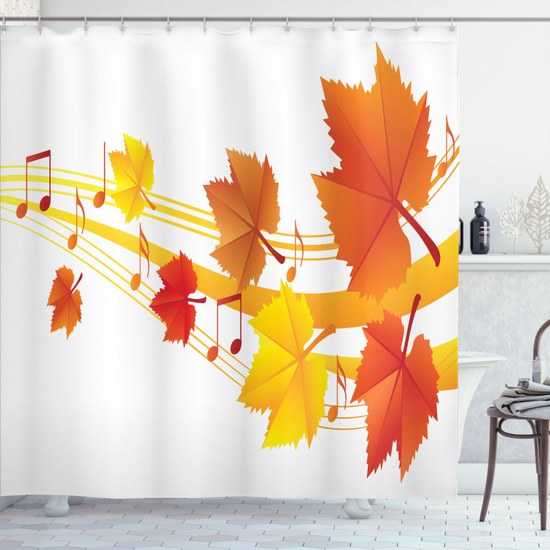 Dried Leaves Musical Notes Shower Curtain